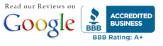 Google reviews and BBB Accredited