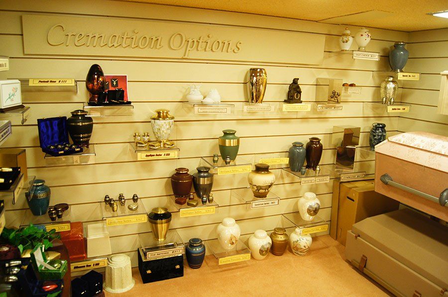 Urns at McDougal Funeral Home