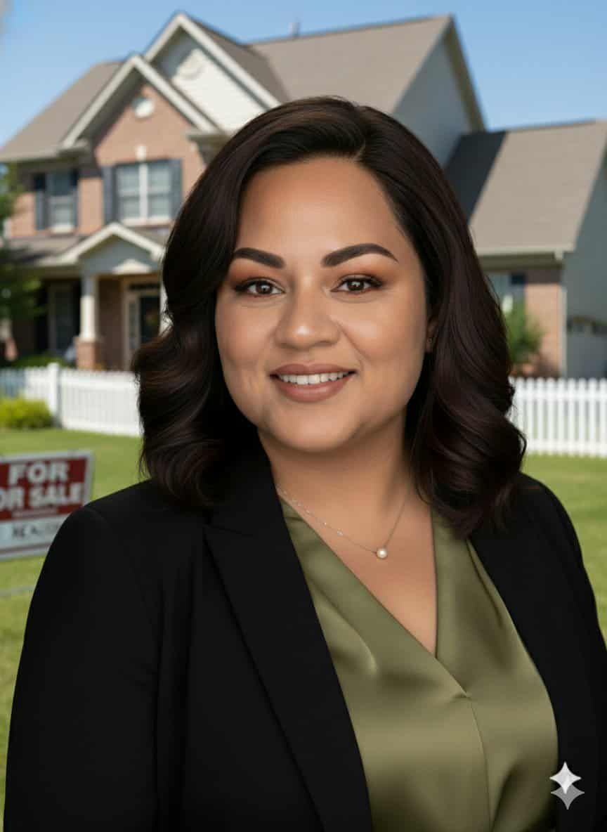A woman is sitting at a desk with a laptop and a vase of flowers.