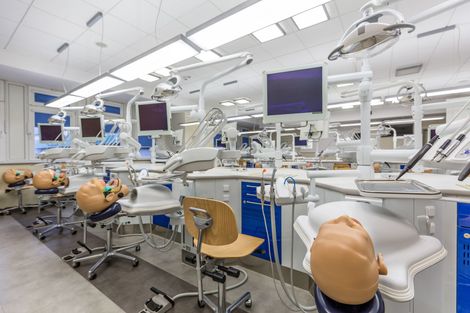 high tech workstations in dental classroom