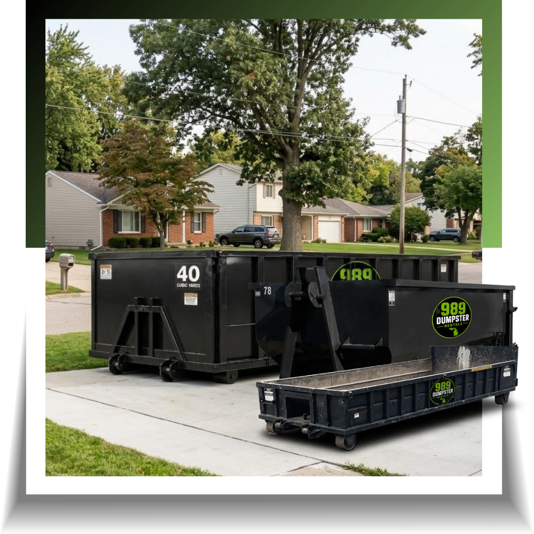 989 Dumpster parked outside