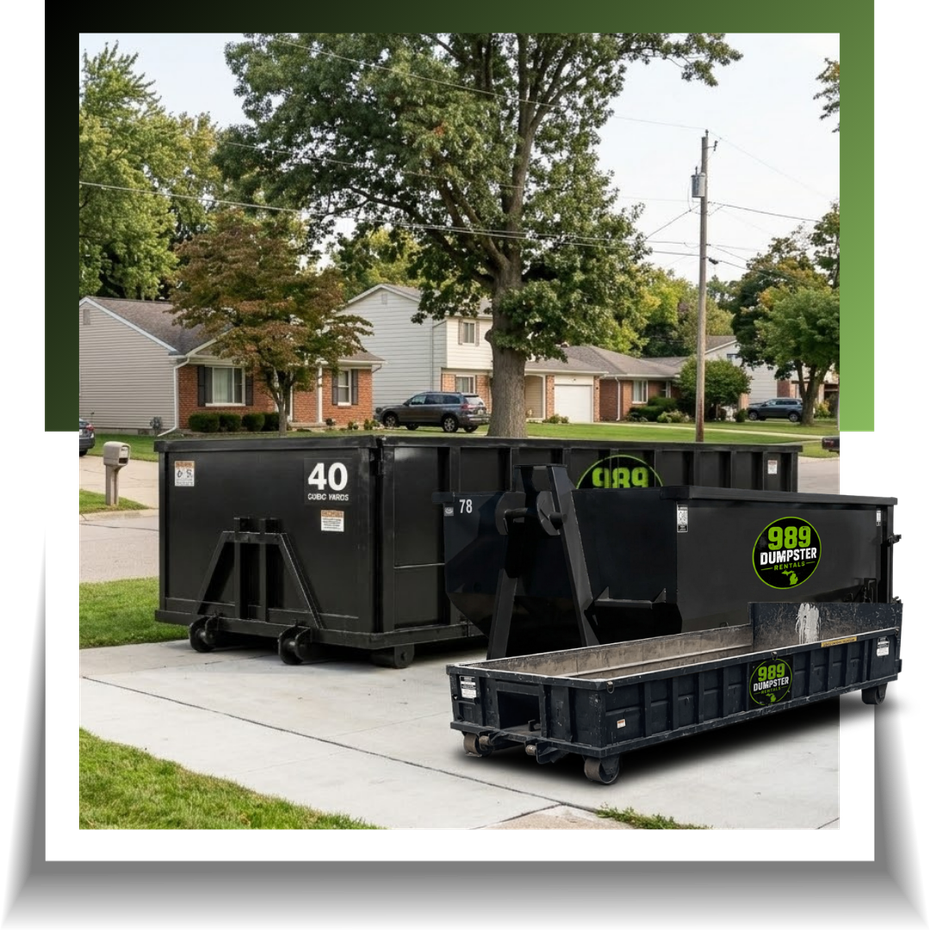 989 Dumpster parked outside