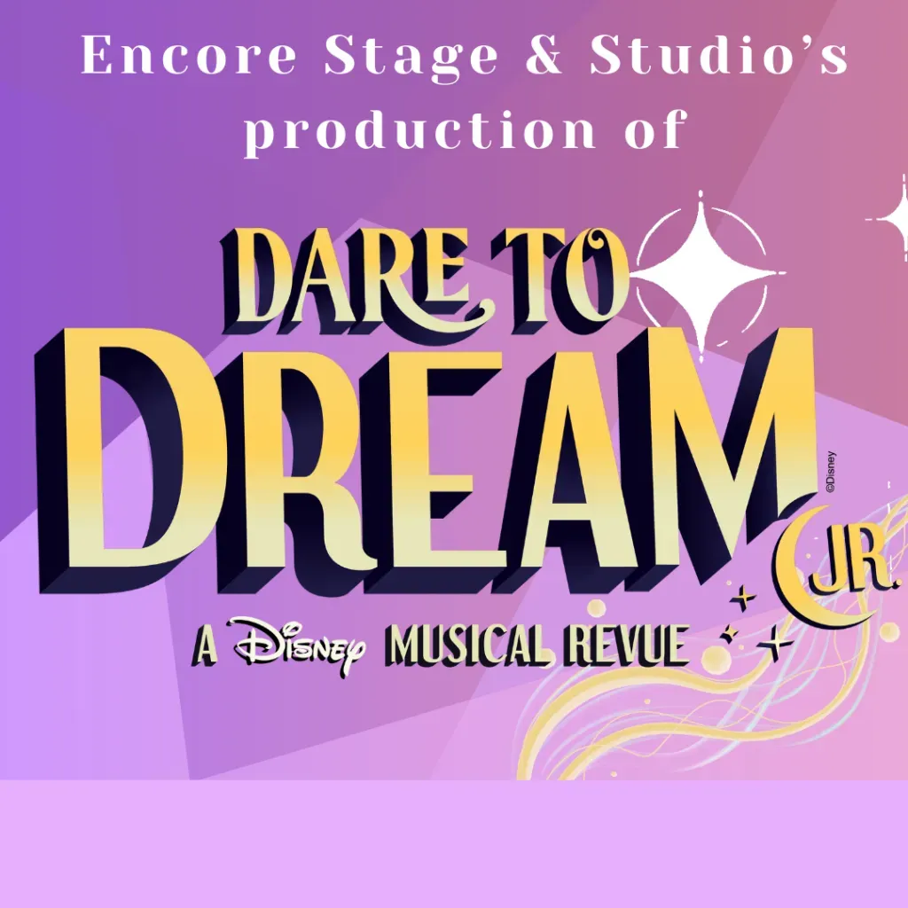 Purple poster for Encore Stage & Studio's 