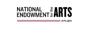 National Endowment for the Arts logo with black text and arts.gov in red and blue