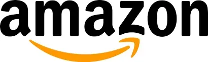 Amazon logo with black text and orange smile arrow under the wordmark