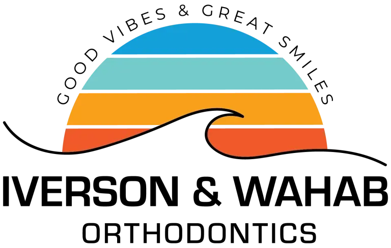 Iverson & Wahab Orthodontics logo with colorful striped sun and “Good Vibes & Great Smiles” text