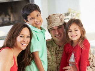 Military Veteran With His Family