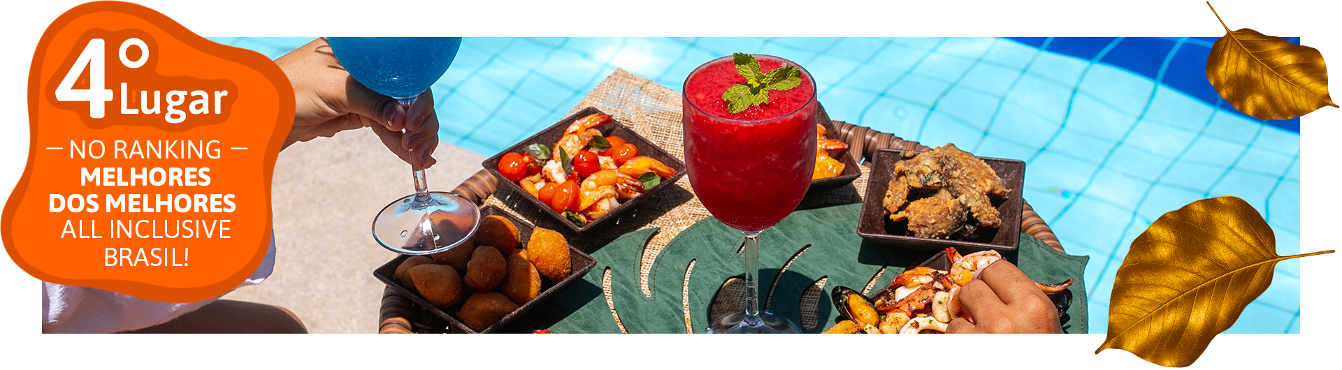 Um banner para janeiro mostra um homem nadando em uma piscina