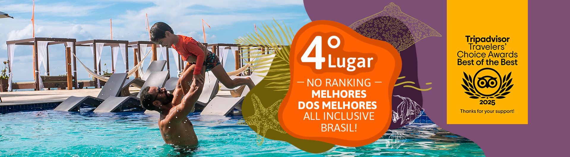 Um banner para janeiro mostra um homem nadando em uma piscina