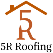 The logo for 5R Roofing shows a house with the letter R on it