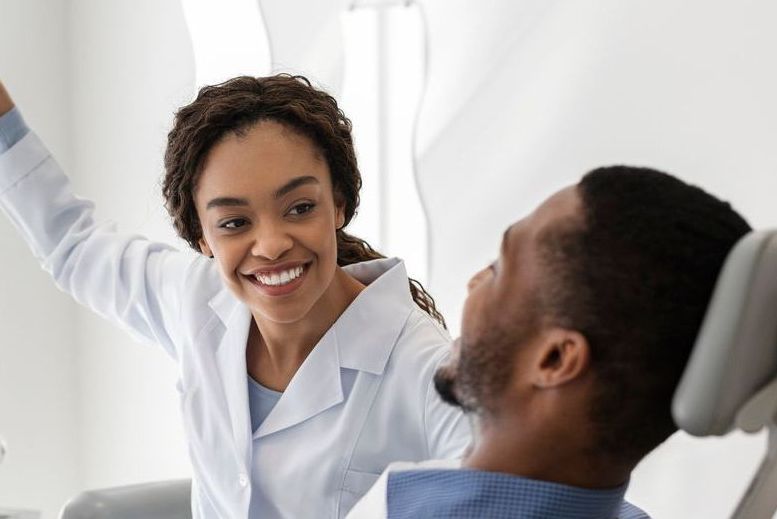 Man getting dental check up