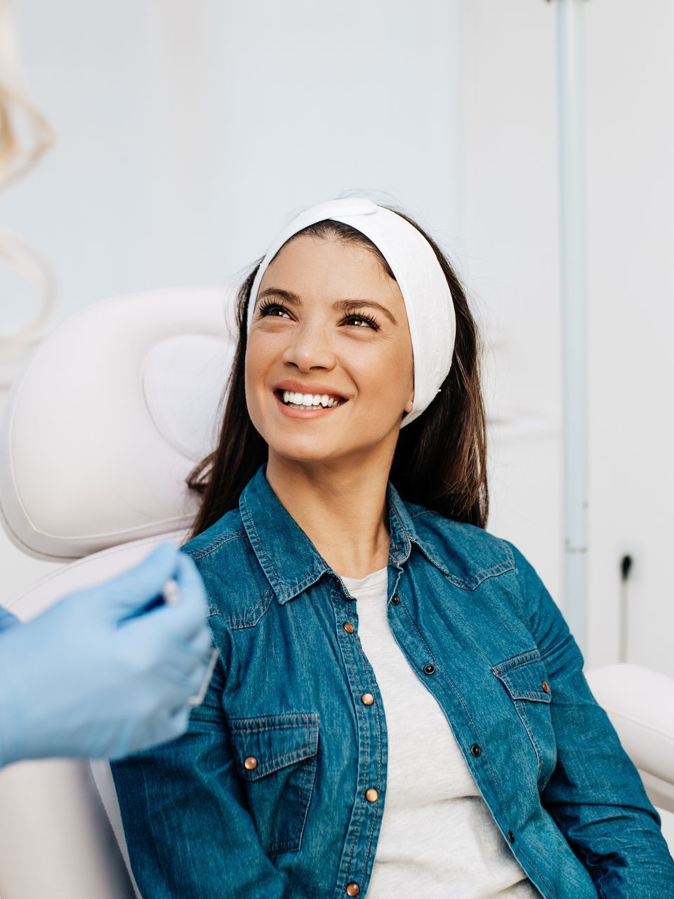 Woman getting dental check up