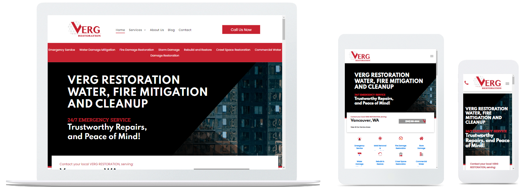 Verg Restoration Website Design with Niko & Mar Web Design