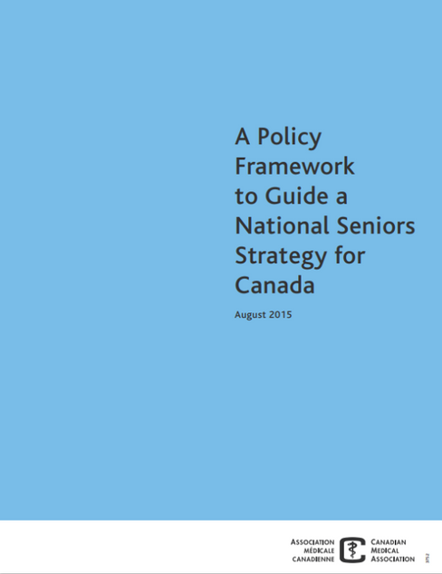A blue book titled a policy framework to guide a national seniors strategy for canada