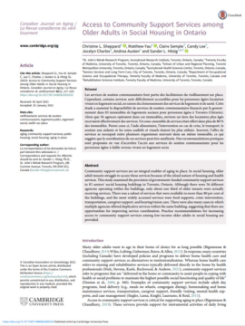 Access to community support services among older adults in social housing in ontario