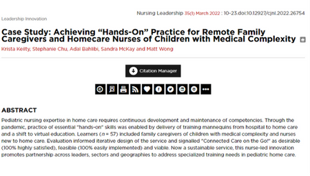 Study of achieving hands-on practice for remote family caregivers and homecare nurses of children with medical complexity