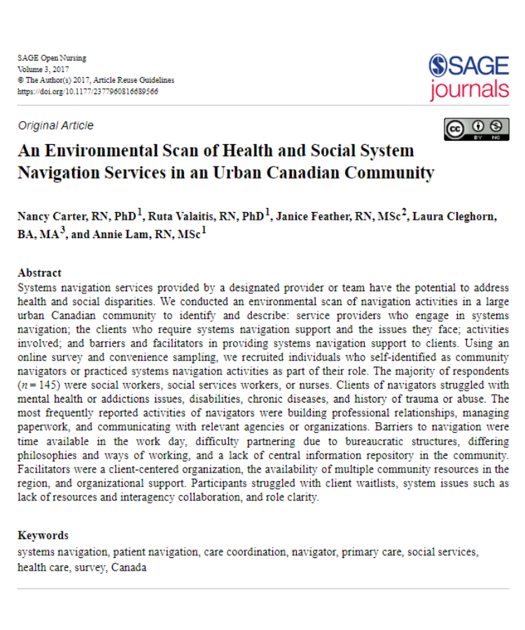 An environmental scan of health and social system navigation services in an urban canadian community