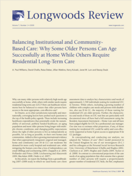A longwoods review article about balancing institutional and community based care
