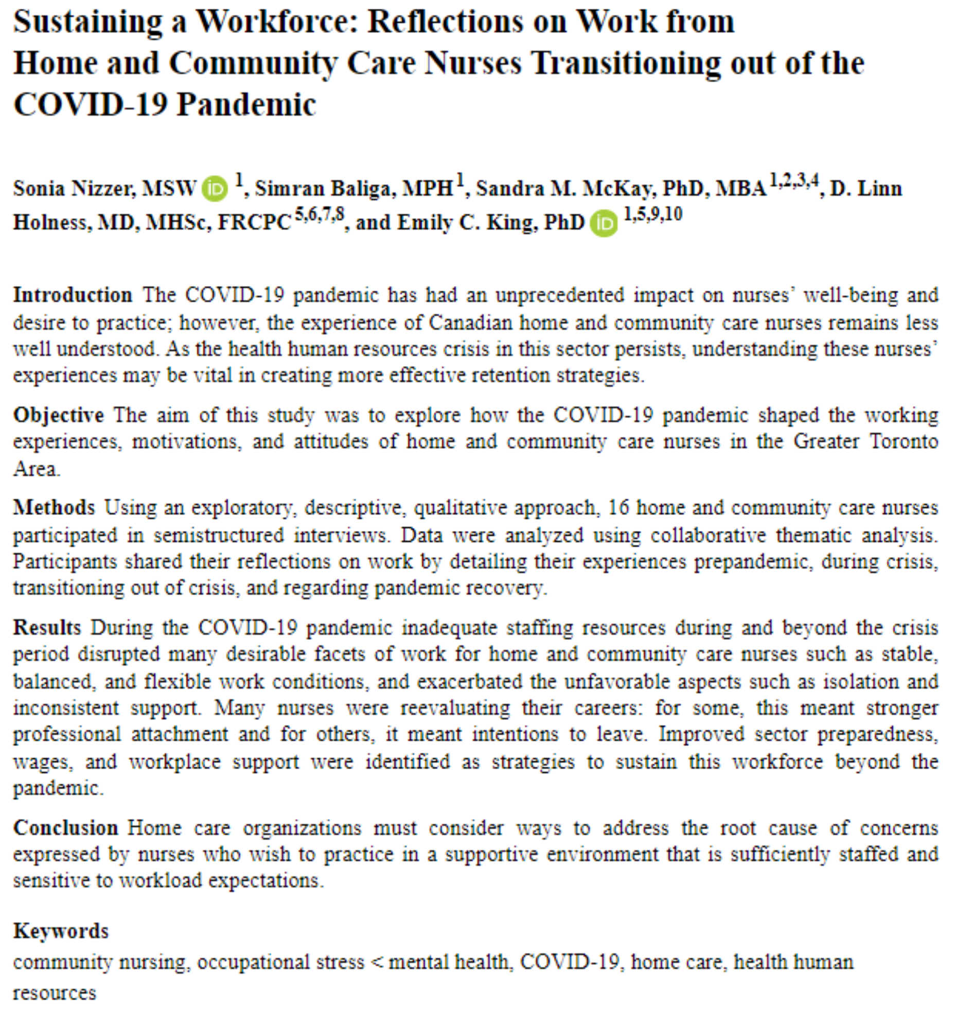 Sustaining a Workforce: Reflections on Work from Home and Community ...