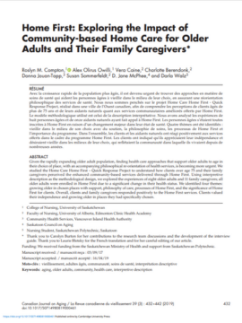 Home first : exploring the impact of community-based home care for older adults and their family caregivers