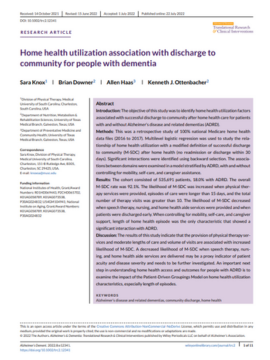A paper titled home health utilization association with discharge to community for people with dementia