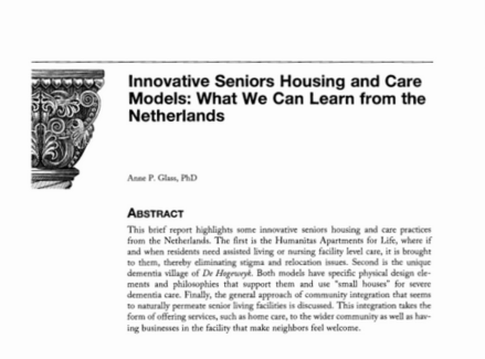 Innovative seniors housing and care models : what we can learn from the netherlands