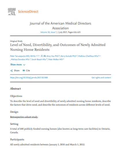A page from a journal of the american medical directors association.
