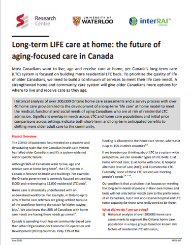 Long-term life care at home : the future of aging-focused care in canada
