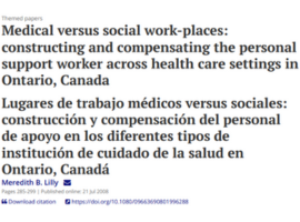 Constructing and compensating the personal support worker across health care settings in ontario canada