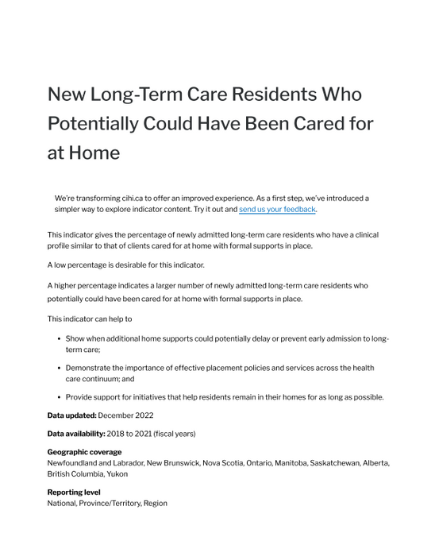 New long-term care residents who potentially could have been cared for at home