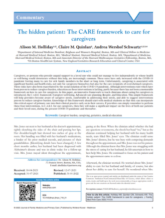The hidden patient : the care framework to care for caregivers