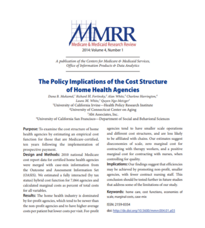 The policy implications of the cost structure of home health agencies