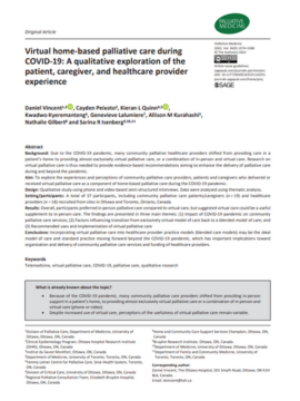 A paper about virtual home based palliative care during covid-19