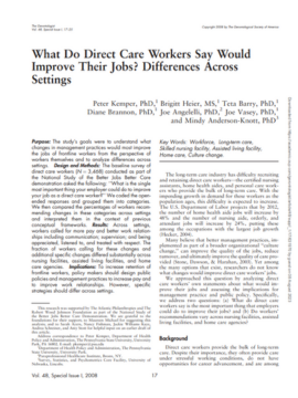 What do direct care workers say would improve their jobs ? differences across settings