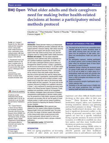A page from a book titled what older adults and their caregivers need for making better health-related decisions at home