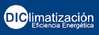 Logotipo de Climatización DIC, con el texto “Eficiencia Energética” sobre fondo azul.