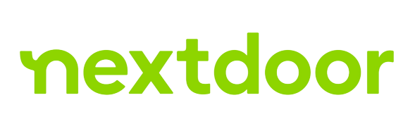 The nextdoor logo is green and white on a white background.