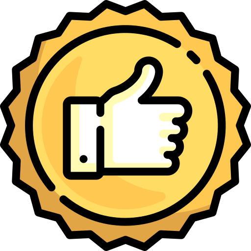 An icon of a hand giving a thumbs up in a yellow circle.