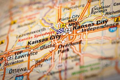A map with Kansas City in the center