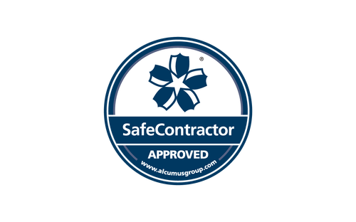 Alcumus SafeContractor approved seal – demonstrating compliant health and safety standards