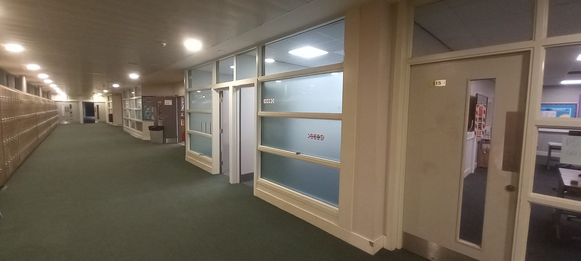 School corridor after out-of-hours work – refreshed walls and joinery ready for the new term with minimal school downtime