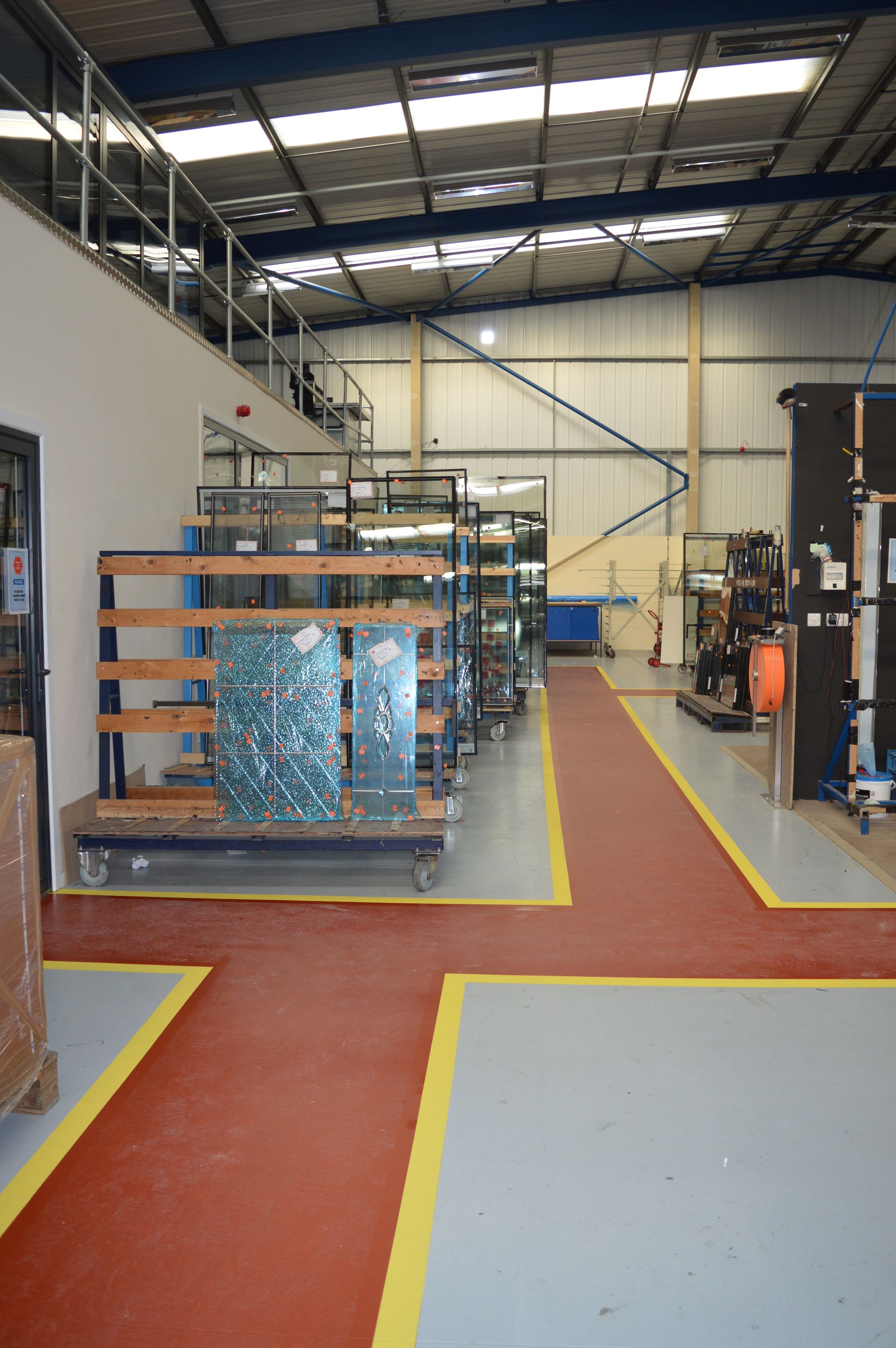 industrial - commercial - floor paint - red - yellow - line marking - painting and decorating