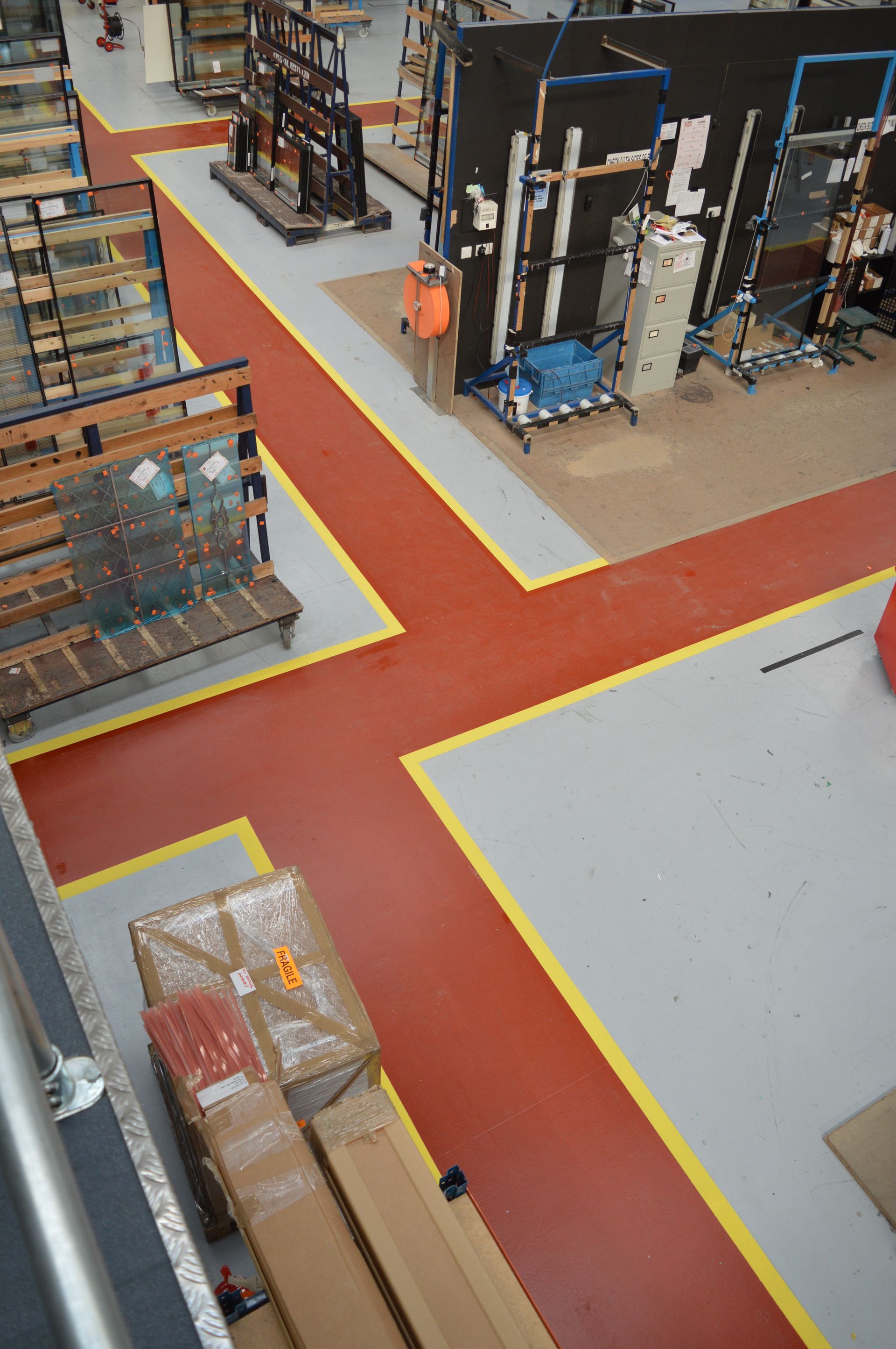 industrial - commercial - floor paint - red - yellow - line marking - painting and decorating