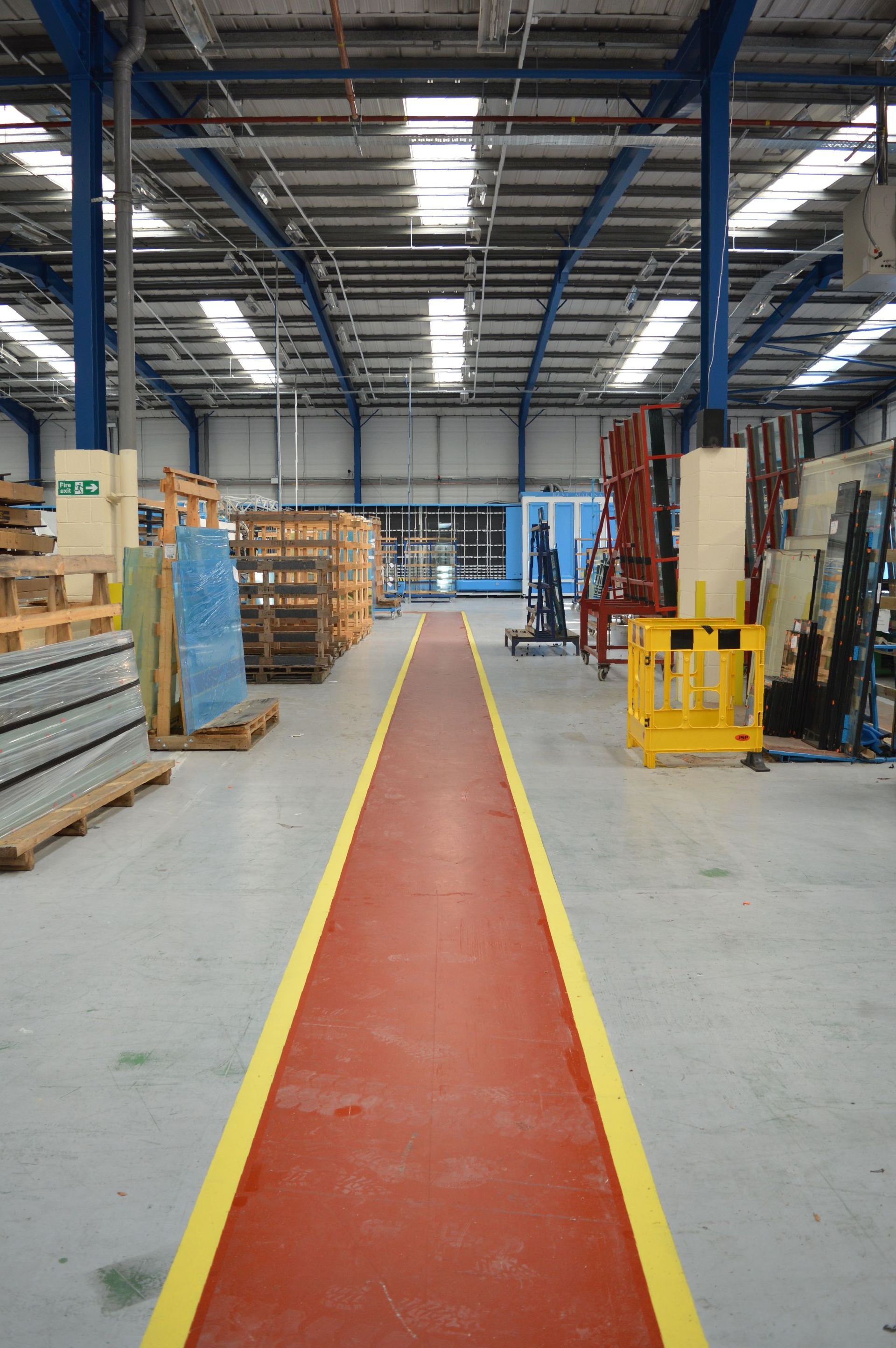 industrial - commercial - floor paint - red - yellow - line marking - painting and decorating