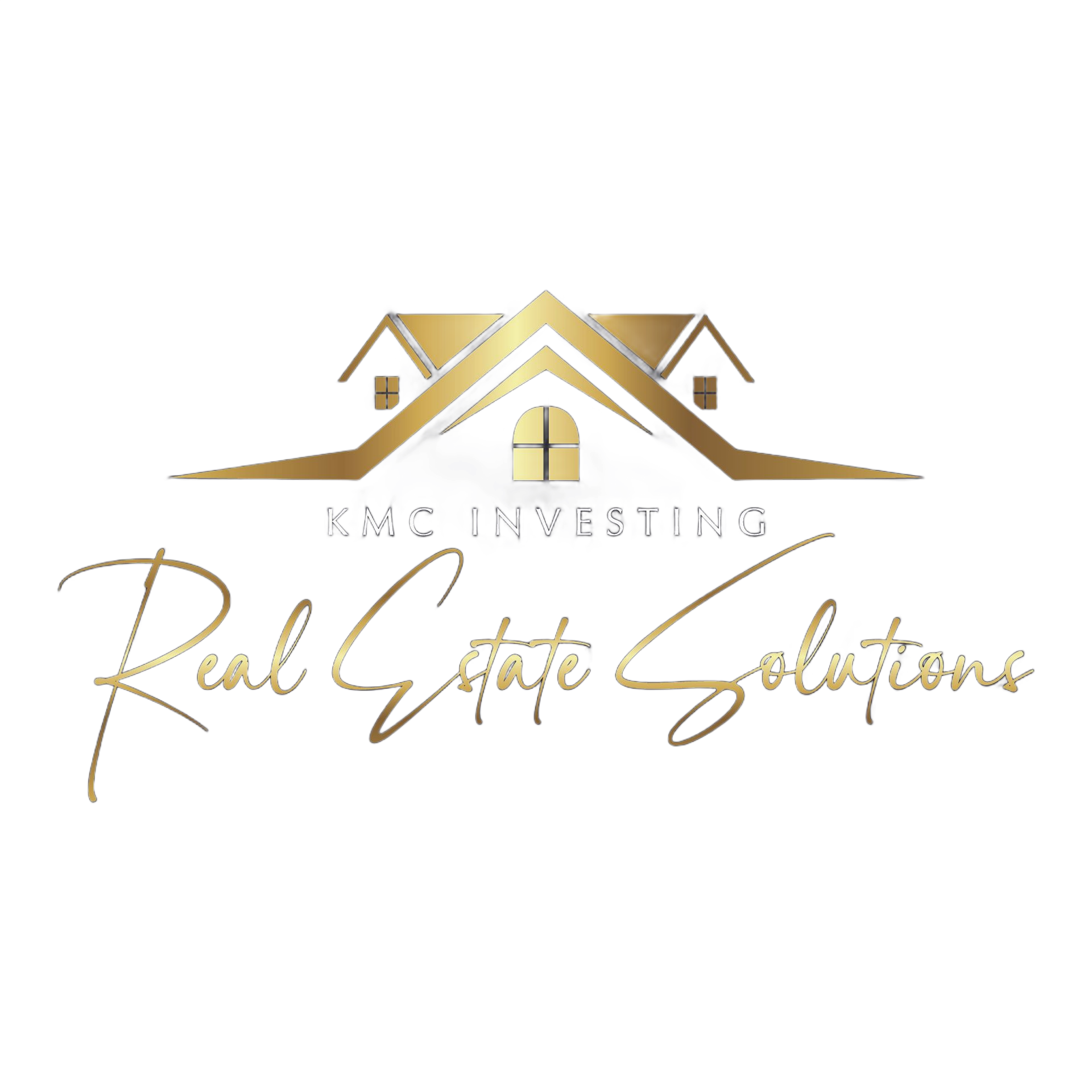 Gold logo for KMC Investing with house outline and 