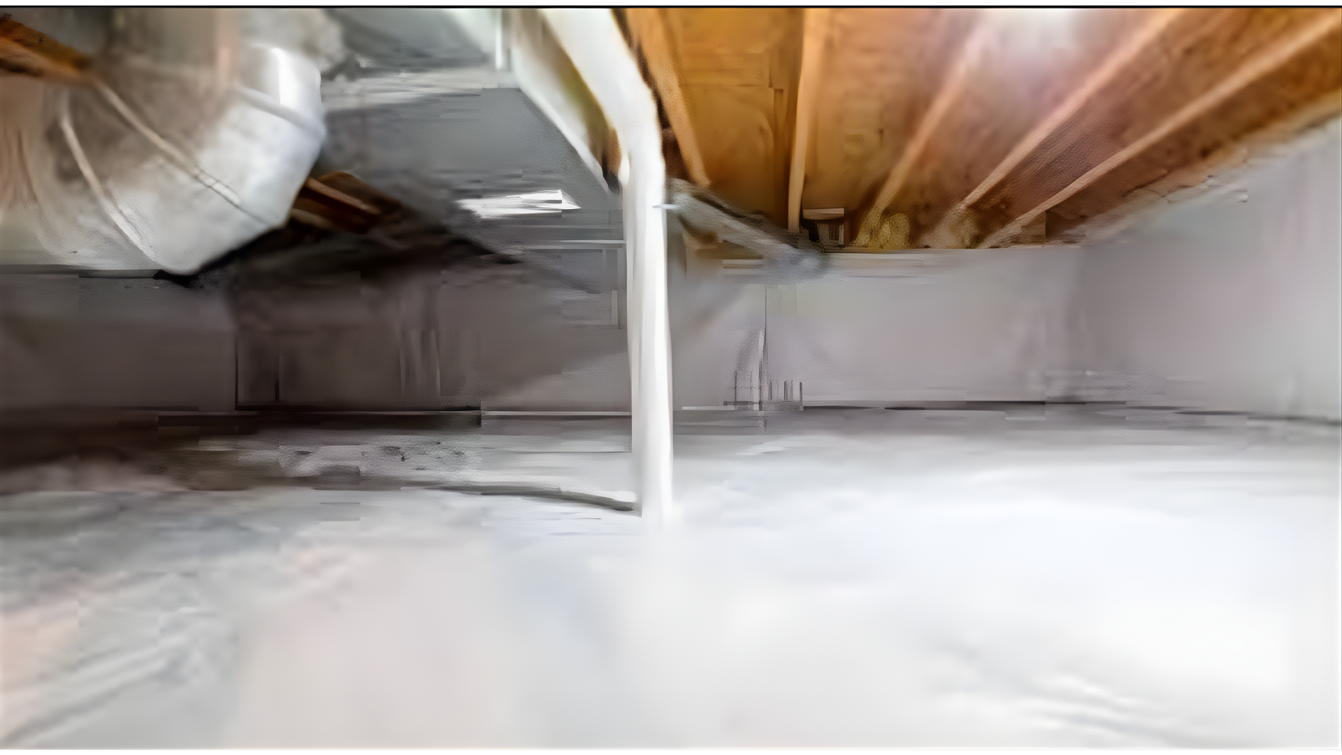 A person in a protective suit kneels in a server room, holding a flashlight over an open floor panel. Rows of data storage shelves flank them.