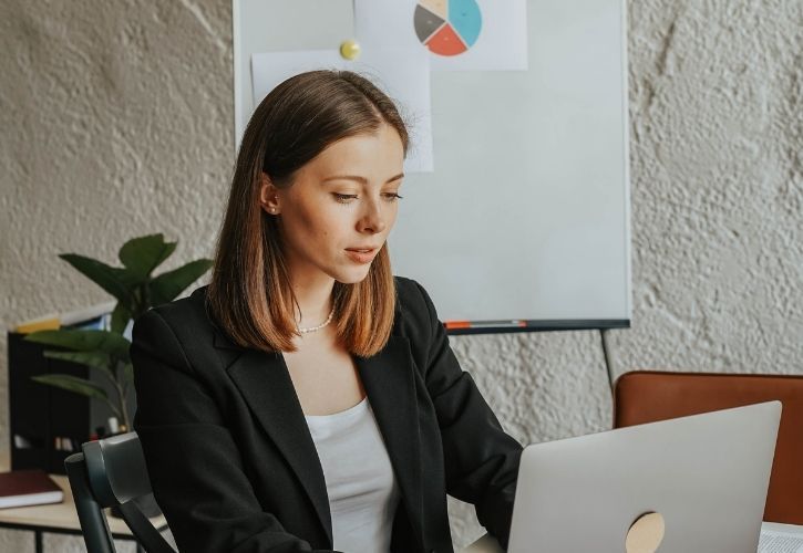 woman working at laptop
