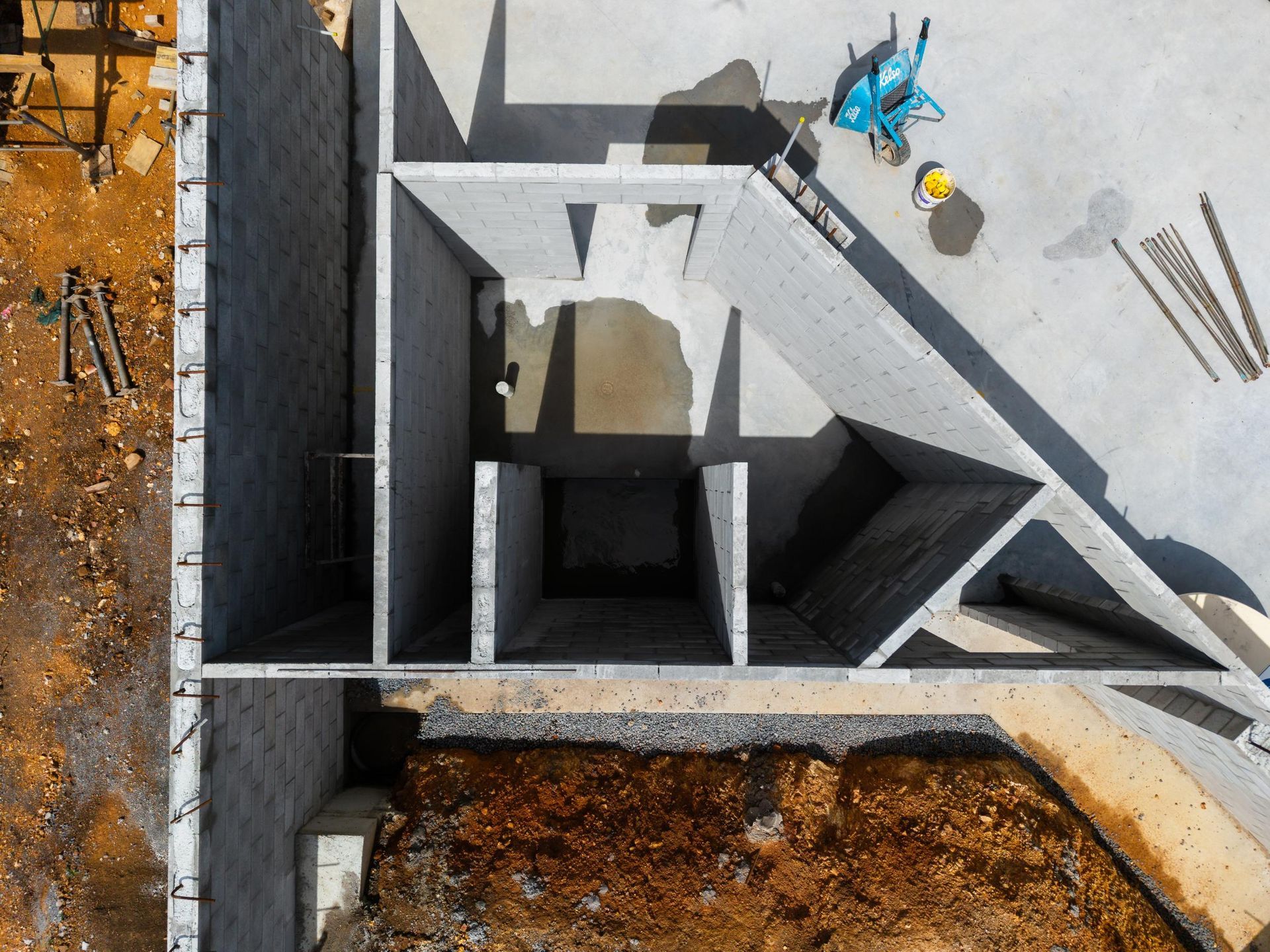 Aerial View of A Building Foundation Under Construction — Millers Masonry In Kempsey, NSW