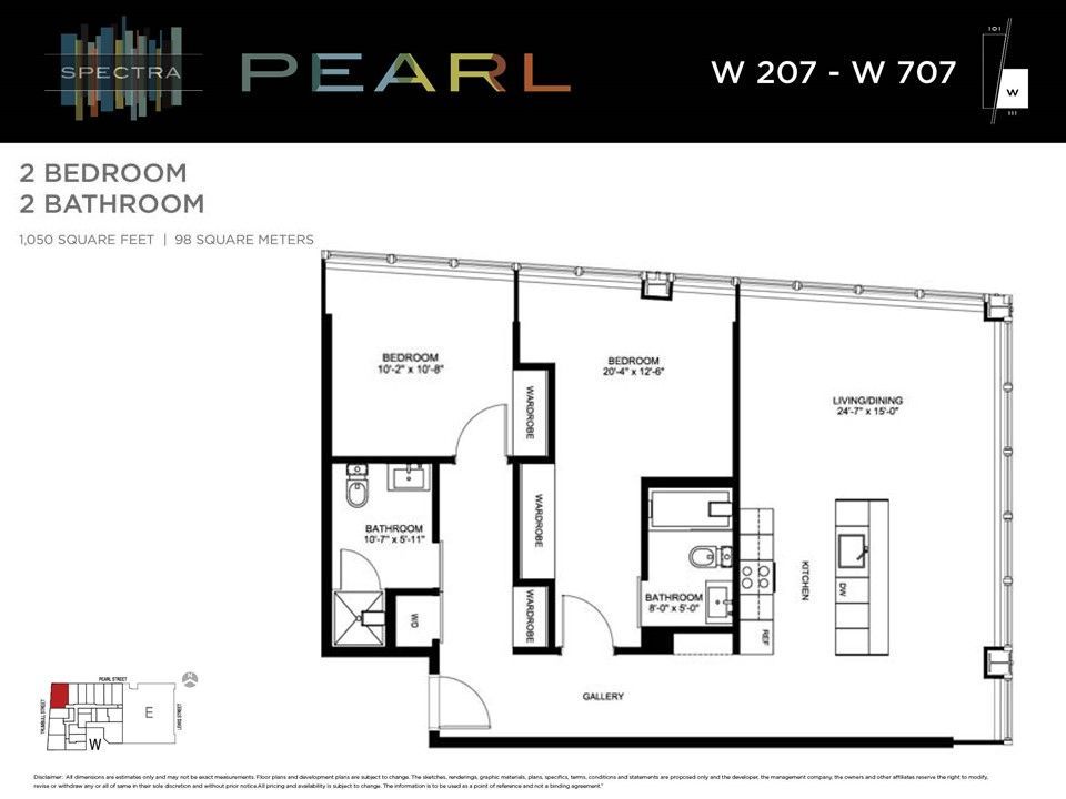 A floor plan of a 2 bedroom apartment with a bathroom.