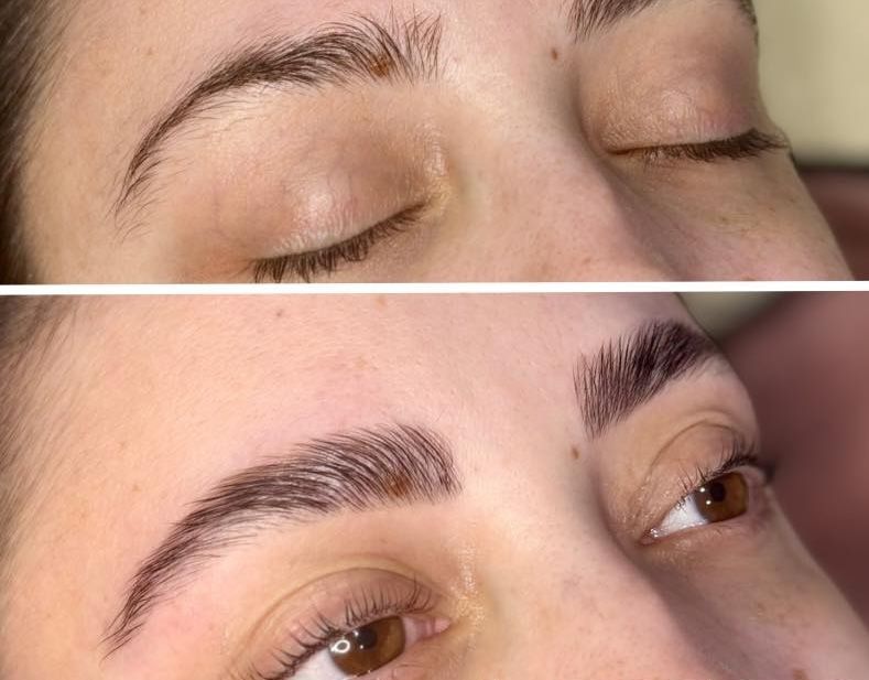 Beautician Performing Henna Brows Correction — Bersantai Medispa in Toukley, NSW